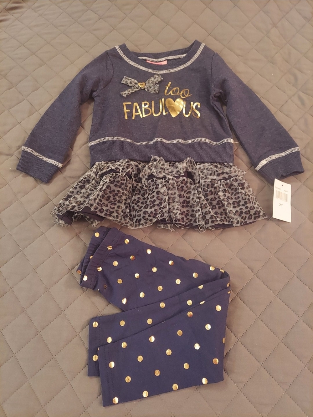 Too Fabulous Navy & Gold Girls' Matching Set